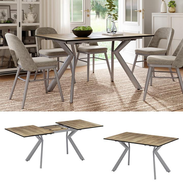 Immagine prodotto Vicco Esstisch Trill, Eiche rustikal/Grau, 140 x 90 cm ausziehbar (140 x 76 x 90 cm)