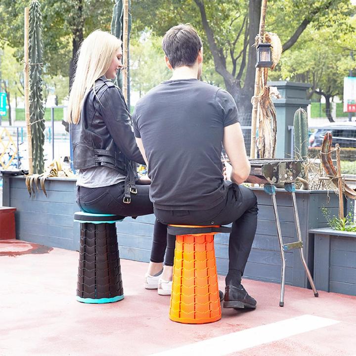 Image du produit Stride Ausziehbarer Campinghocker tragbarer Hocker mit Schlaufe faltbar Schwarz