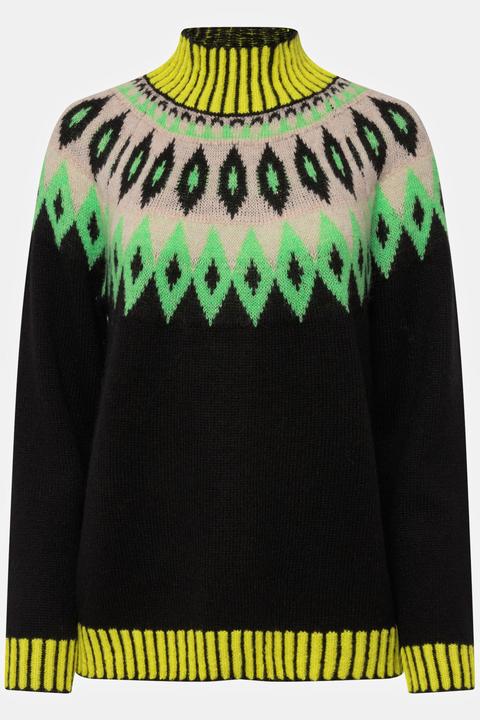 Produktbild Laurasøn Norwegerpullover, Wollanteil, Stehkragen, Langarm, mit recyceltem Polyester (M)