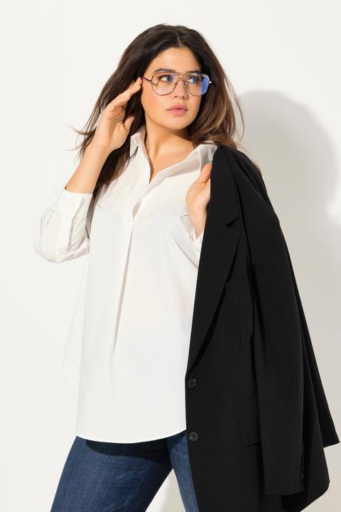 Immagine prodotto Ulla Popken Blusa dal taglio oversize con pieghe, collo da camicia e maniche lunghe (54)