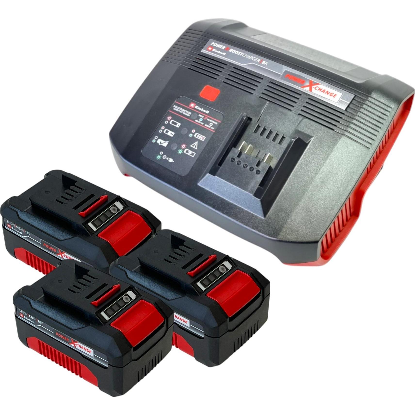 Einhell, Werkzeugakku + Ladegerät, PXC Starter Kit 3x Power X-Change Akku 18 V 4,0 Ah ( 3x 4511396 ) + Power X-Boostchar...