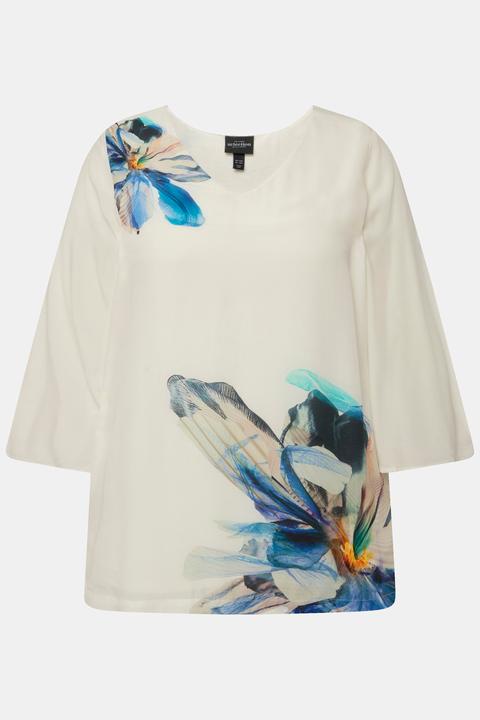 Actual product image Ulla Popken Flower Print Layered Blouse (60)