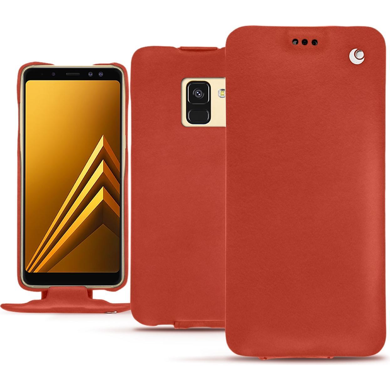 Noreve Lederschutzhülle vertikal (Samsung Galaxy A8 (2018)), Smartphone Hülle, Orange