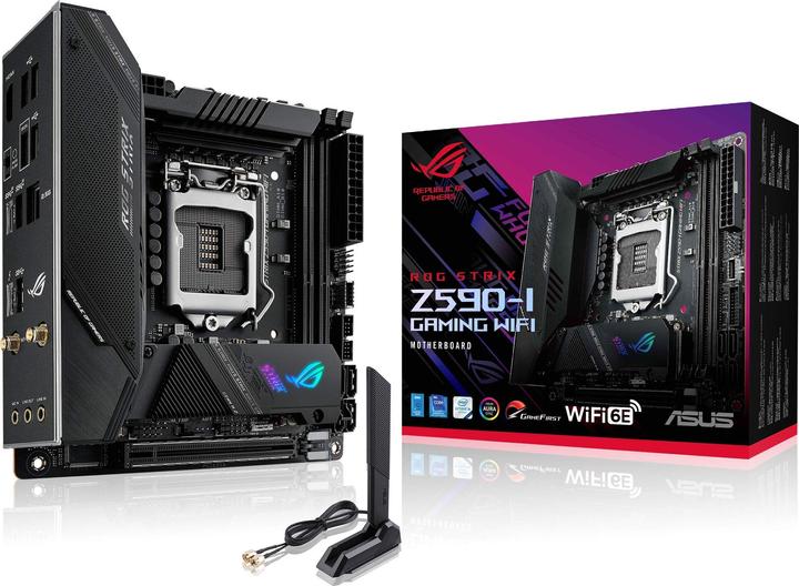 Actual product image ASUS ROG STRIX Z590-I GAMING WIFI (LGA 1200, Intel Z590, Mini-ITX)