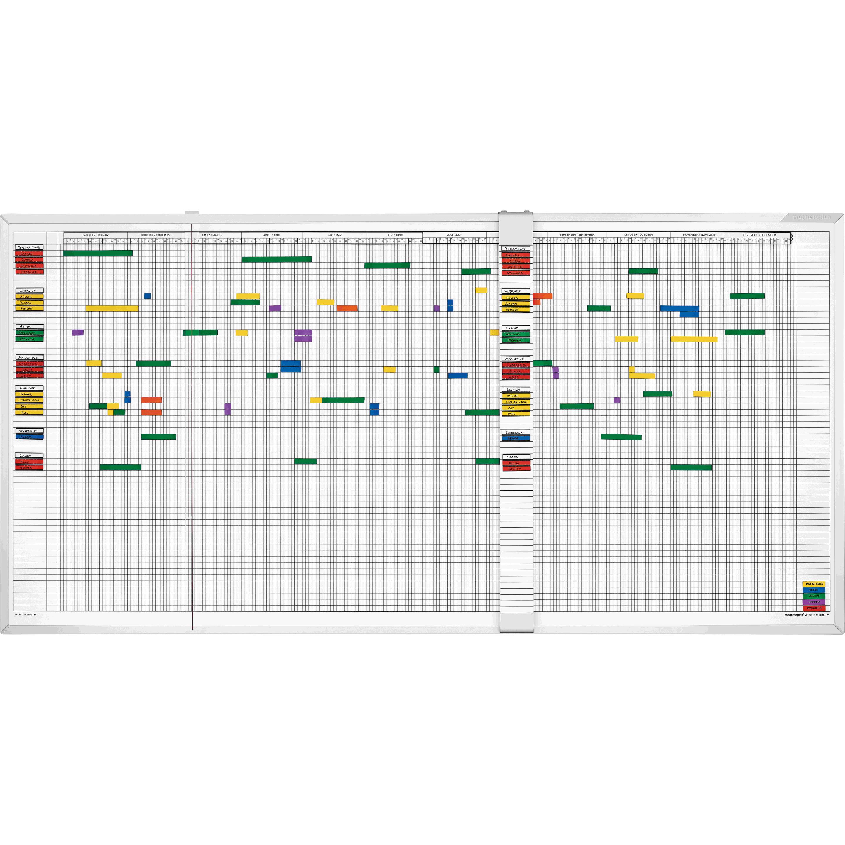 Magnetoplan, Präsentationstafel, Aktivitäten- & Urlaubsplaner, 5-Tage-Woche (150 x 100 cm)