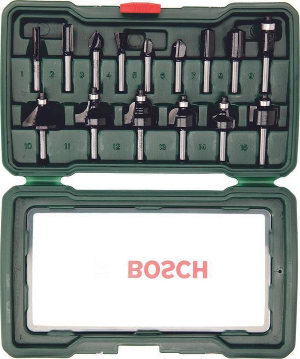 Produktbild Bosch Zubehör HM-Fräser-Set mit 1/4-Zoll Schaft, 15-teilig