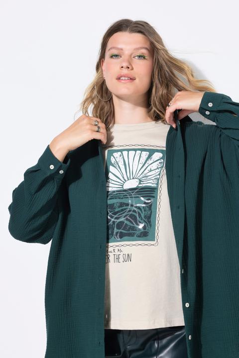 Image du produit Studio Untold Chemisier en mousseline, oversize. Col classique, manches longues (46, 48)