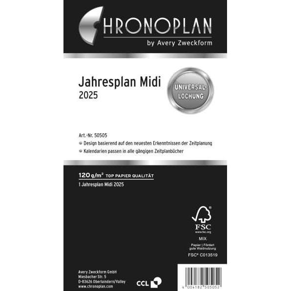 Chronoplan, Agenda, Jahresplan Midi 2025
