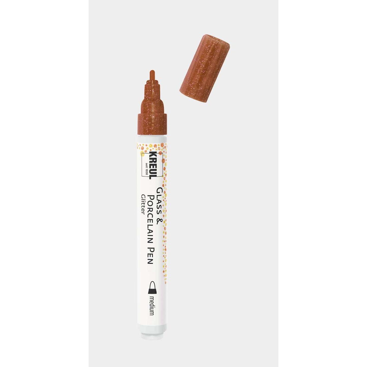 Kreul, Künstlerfarbe + Bastelfarbe, Glass & Porcelain Pen Glitter medium (Braun)