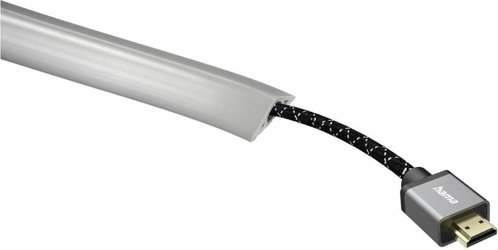 Actual product image Hama Flexible cable duct, self-adhesive, semicircular, 180 x 3 x 1 cm, PVC, grey (Duct, 180 cm)