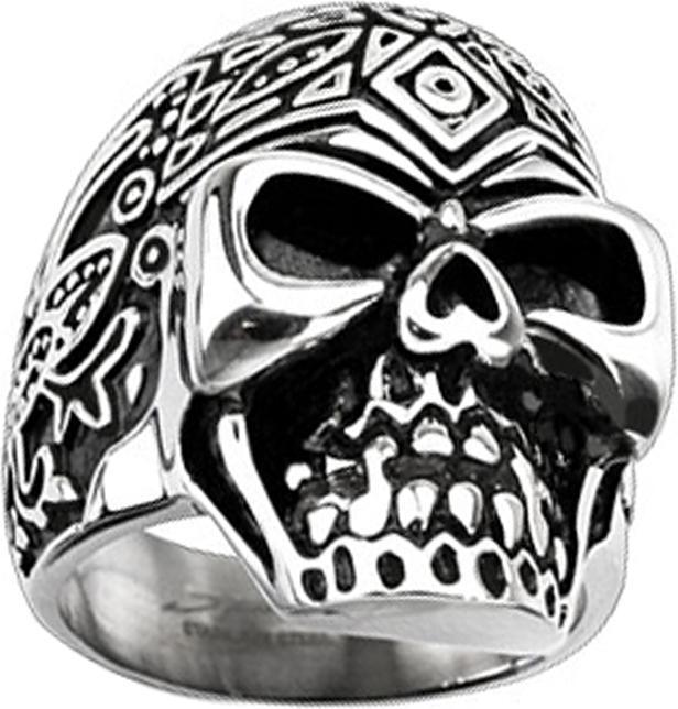 Produktbild Star Piercing Ring silber Zuckerschädel verziert (ohne Messing, Chirurgenstahl 316L)