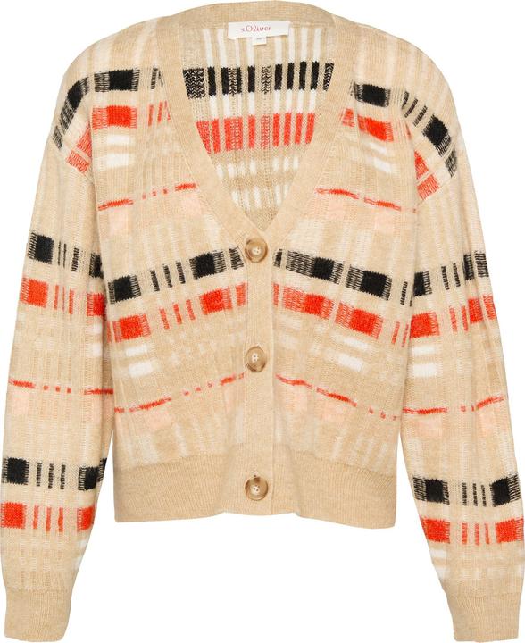 Produktbild S.Oliver Strickjacke Strickjacke mit Rippbündchen und Knopfleiste (42)