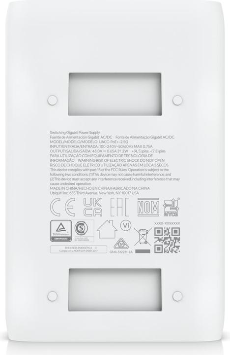 Actual product image Ubiquiti 2.5G PoE+ adapter (802.3at (PoE+), 30 W)