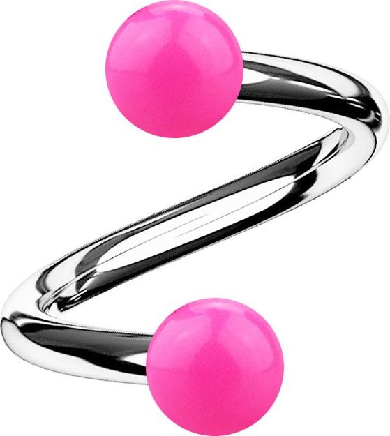 Produktbild Star Piercing Micro Spirale silber mit zwei Kugeln pink (Chirurgenstahl 316L, Acryl, ohne Messing)