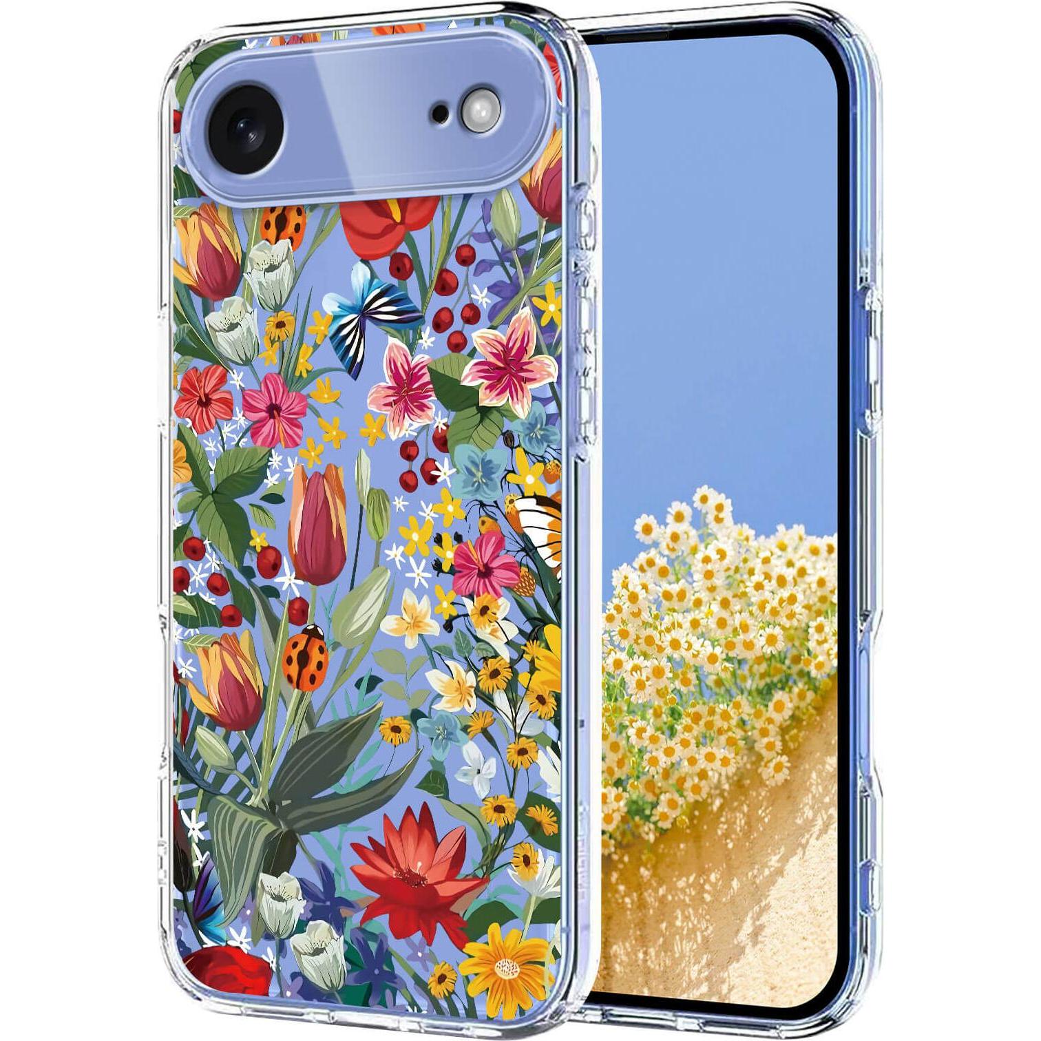 Cover-Discount iPhone 17 Air - Silikon Gummi Hülle Blumen (Apple iPhone 17 Pro), Cover smartphone