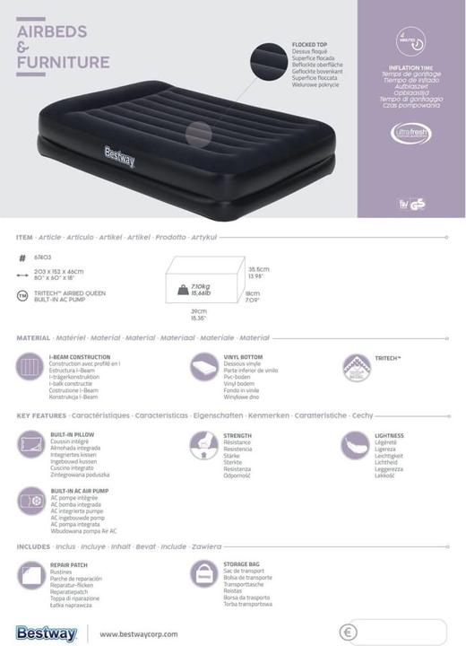 Produktbild Bestway Tritech Airbed Queen (150 x 200 cm)
