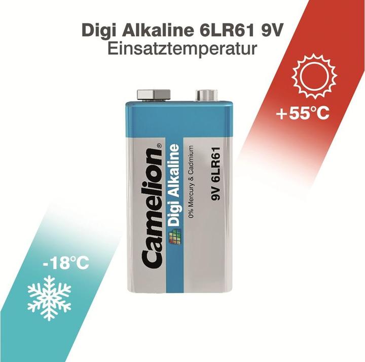 Produktbild Camelion Batterie Digi Alkaline 9V 6LR61 1 St. - Batterie - 9V-Block (1 Stk., 9V Block, 700 mAh)