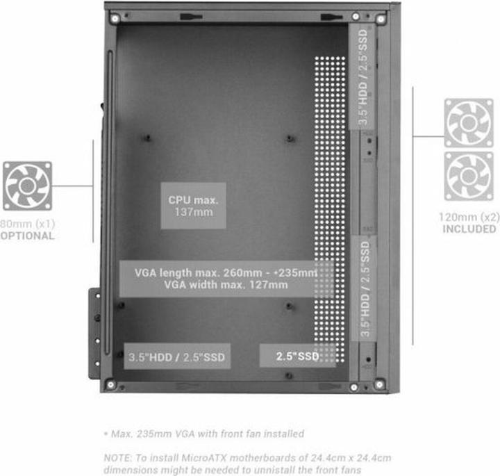 Actual product image Mars Gaming Boitier Mini Tour Micro Atx Mc-Core RGB Avec Panneau Vitré (Blanc) (mATX, Mini-ITX)