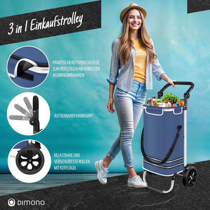 Immagine prodotto Dimono 3-in-1 Einkaufstrolley Rolltex mit Kühlfach (56 L)
