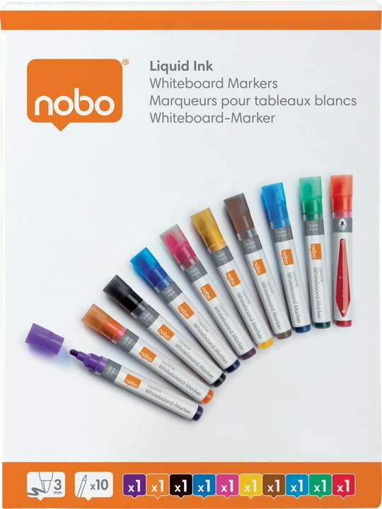 Image du produit Nobo N-marqueur Viscom 3mm 1915381 ass. 10 pièces (Multicolore, 3 mm, 10 x)