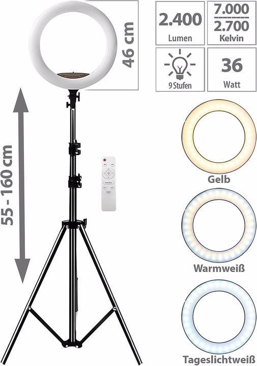 Produktbild Somikon XL-LED-Ringlicht mit Smartphone-Halter (Ringlicht)