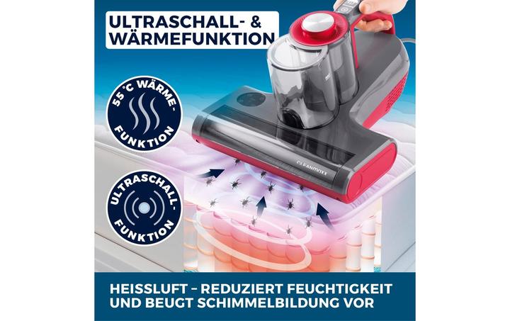 Immagine prodotto CleanMaxx Aspirapolvere rotante per acari con luce UV-C e filtro HEPA, elimina il 99% di acari e batteri