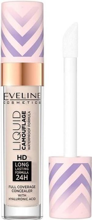 Eveline Liquid Camouflage Hd Waterproof Concealer With Hyaluronic Acid 02 Light Vanilla 7.5Ml (02 Light Vanilla)