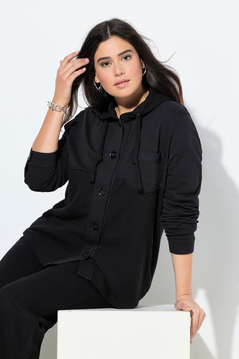 Actual product image Ulla Popken Mixed Texture Button Down Sweatshirt (50, 52)