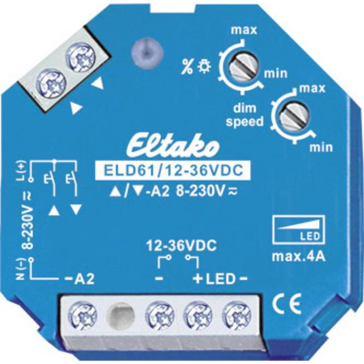 Eltako LEDDimmschalter 1236V DC. Power MOSFET für LEDLampen 1236V DC bis 4A (Dimmaktor)