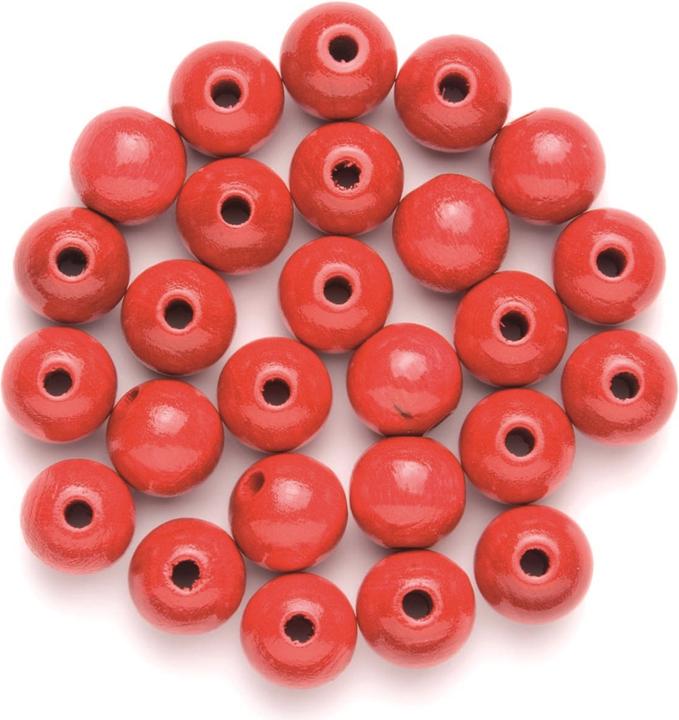 Actual product image Glorex Wooden bead 15mm 14pcs carmine red FSC beech