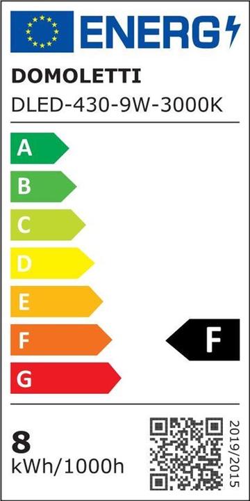 Label énergétique Domoletti PANNEAU LED DLED-430 9W 3000K R (660 lm)