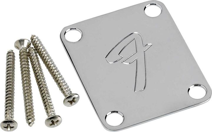 Fender Neckplate F 4-hole chrome