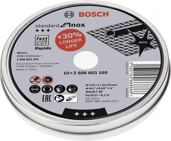 Bosch Professional Zubehör PRO Stainless Steel and Metal Trennscheibe, 115 x 1 x 22,23 mm