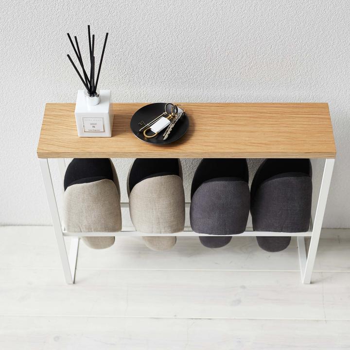 Immagine prodotto Yamazaki Portapantofole con ripiano in legno TOWER