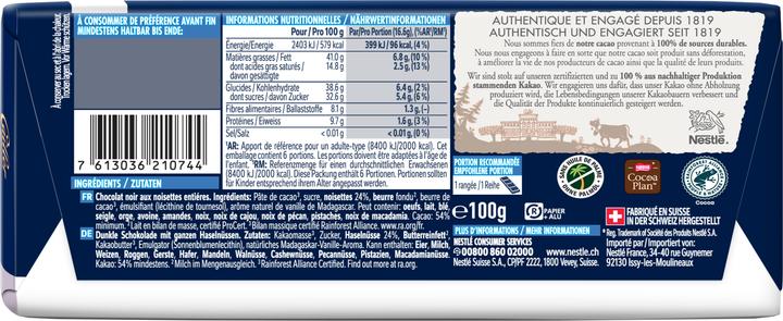 Nährwerte und Zutaten Cailler Tafelschokolade (100 g)