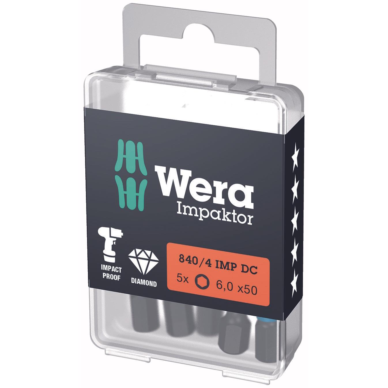 Wera, Bits, 840/4 IMP DC Hex-Plus 6,0 x 50 mm DIY-Box (6,3)