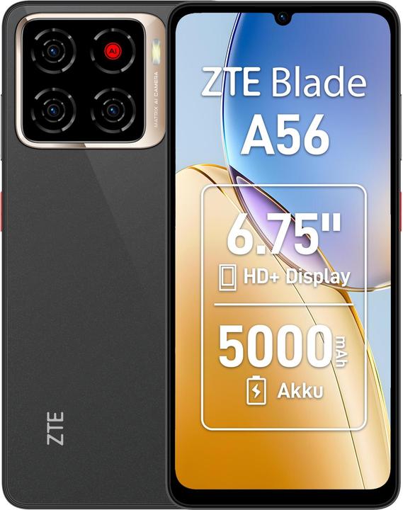 Image du produit ZTE Blade A56 4GB/128GB Schwarz (128 Go, Noir céleste, 6.75")