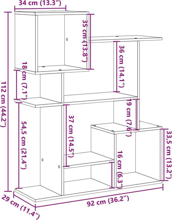 Immagine prodotto vidaXL Libreria Divisorio per la stanza Scaffale a muro Scaffale in piedi Divisorio per la stanza Scaffale (92 x 29 x 188 cm)