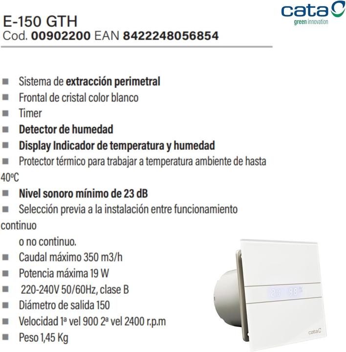 Immagine prodotto Konjac Sponge Ventilatore E-100 GTH Hygro, hvid (31 dB)