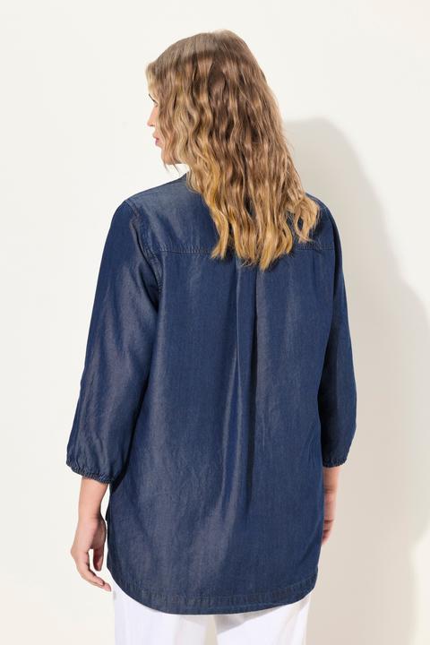 Immagine prodotto Ulla Popken Tunica in lyocell con effetto jeans, scollo a tunica e maniche a 3/4 (54)
