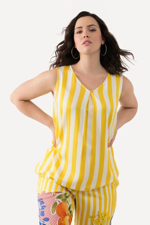 Actual product image Ulla Popken Sleeveless Striped Satin Top (54)