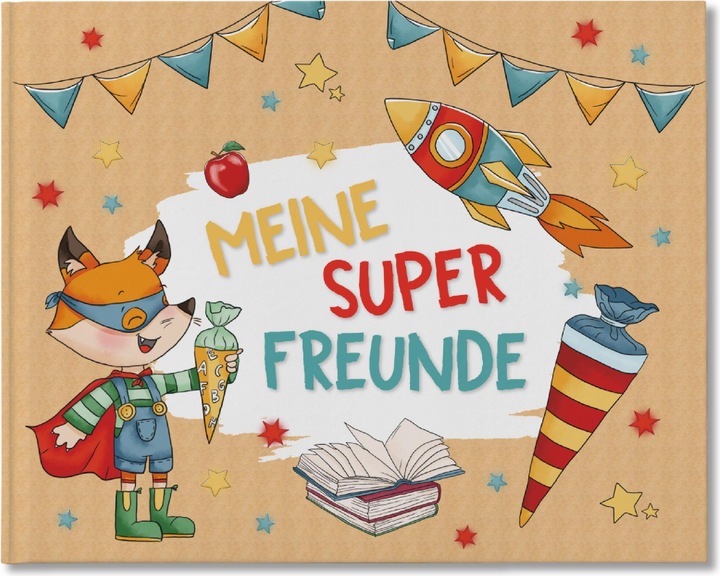 Produktbild Papierdrachen Freundebuch Schule Superhelden Tiere - Set 07