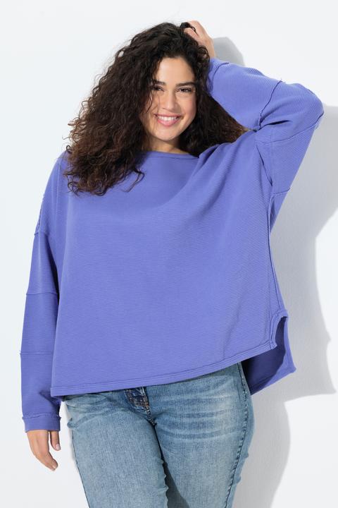 Image du produit Ulla Popken Sweat côtelé à col rond et manches longues, bords francs (54)