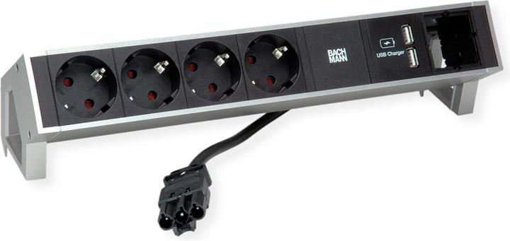 Produktbild Bachmann DESK2 4x Schutzkontakt 1x USB-Charger (4 x, CEE 7/3, 0.20 m)