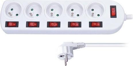 Immagine prodotto Olight Cavo di prolunga Solight, 5 prese, bianco, 6x interruttore, 2m (2 m)