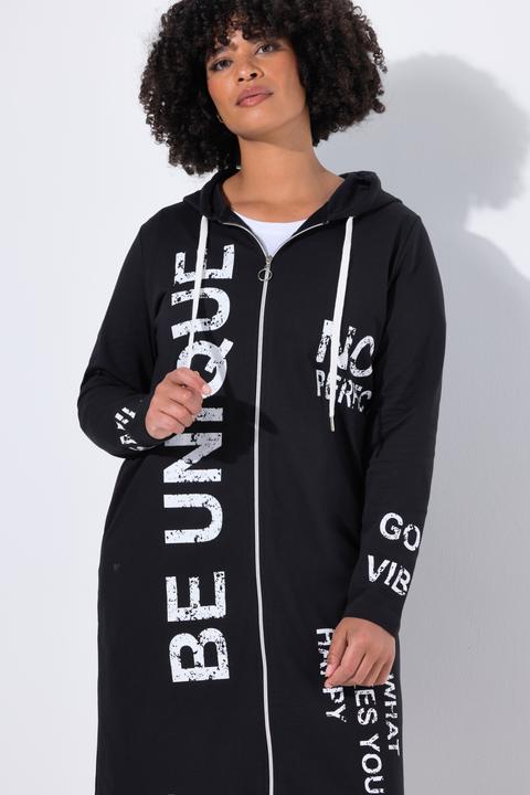 Image du produit Angel of Style Longue veste en molleton à capuche, messages et coupe évasée (56)