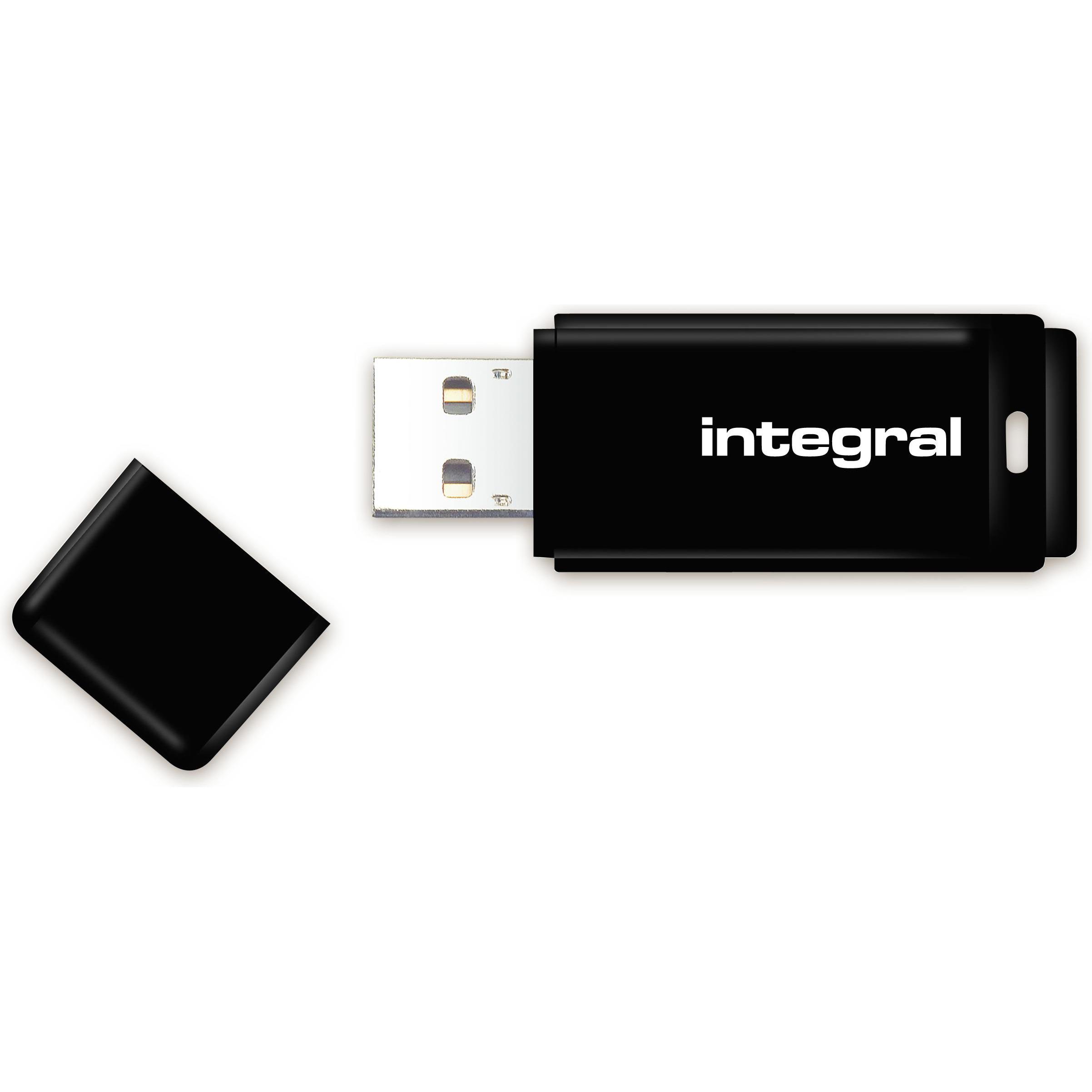 Integral Pendrive USB 2.0 16GB Black (16 GB, USB 2.0, USB-A), USB Stick, Schwarz