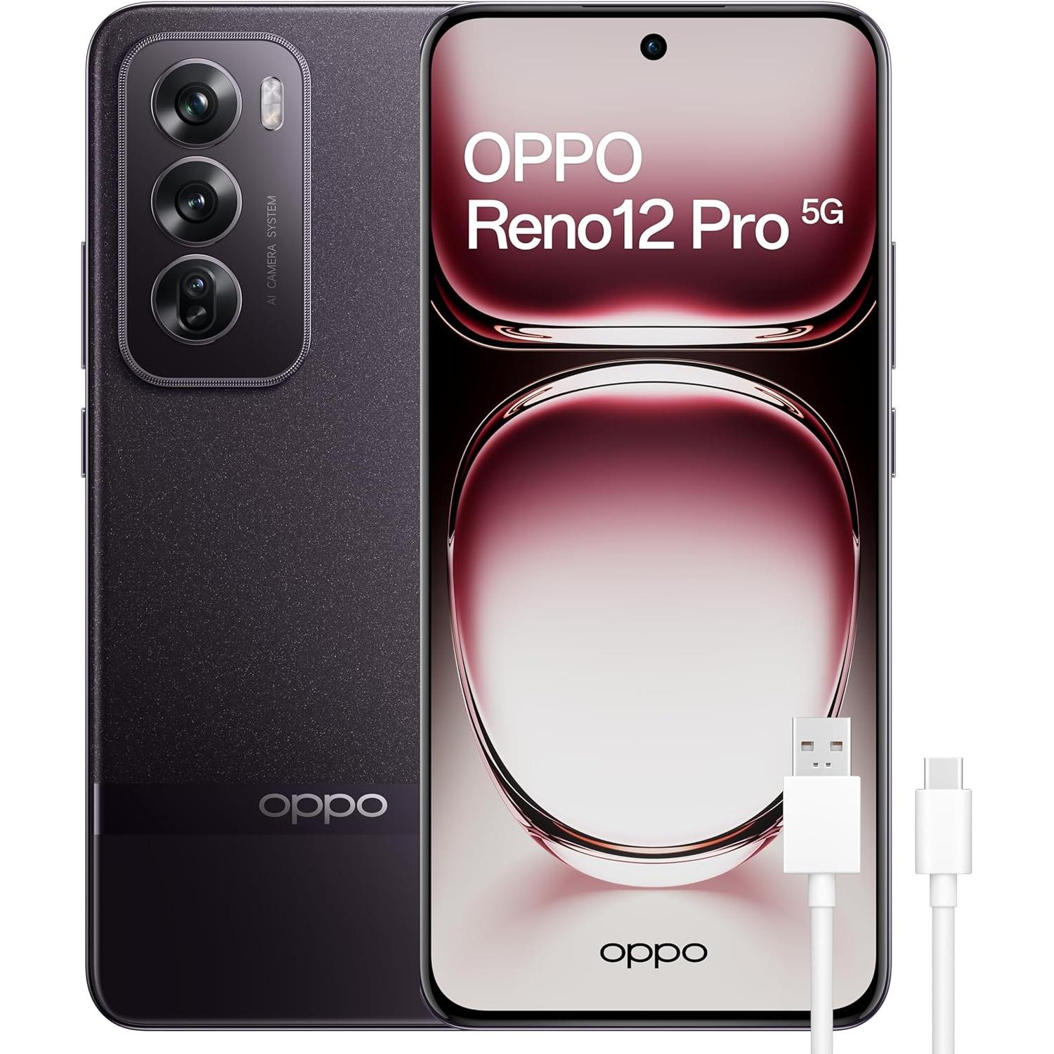 OPPO Reno 12 Pro (512 GB, Nebula Black, 6.70", Dual SIM, 5G), Smartphone, Schwarz