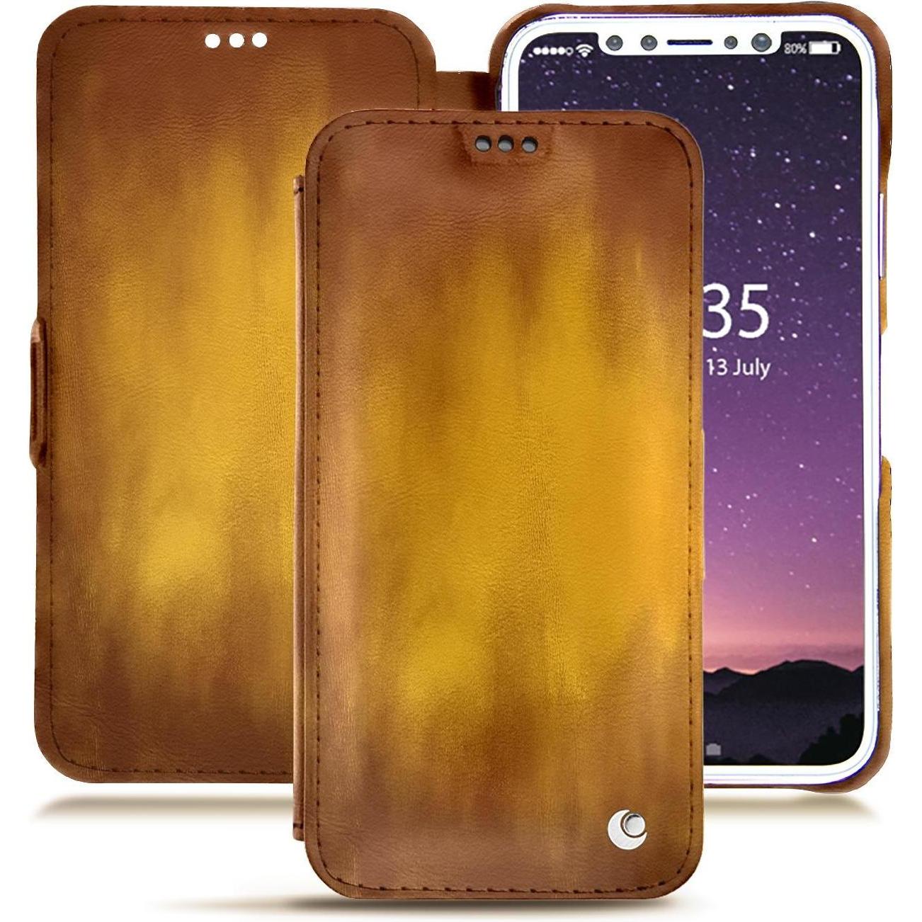 Thumbnail - Noreve Lederschutzhülle horizontal (Apple iPhone X), Smartphone Hülle, Gold