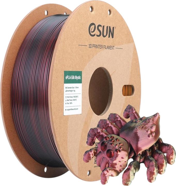 Produktbild eSUN ePLA-Silk Mystic Schwarz-Rot-Gold Filament 1.75mm 1Kg (PLA, 1.75 mm, 1000 g, Mehrfarbig)